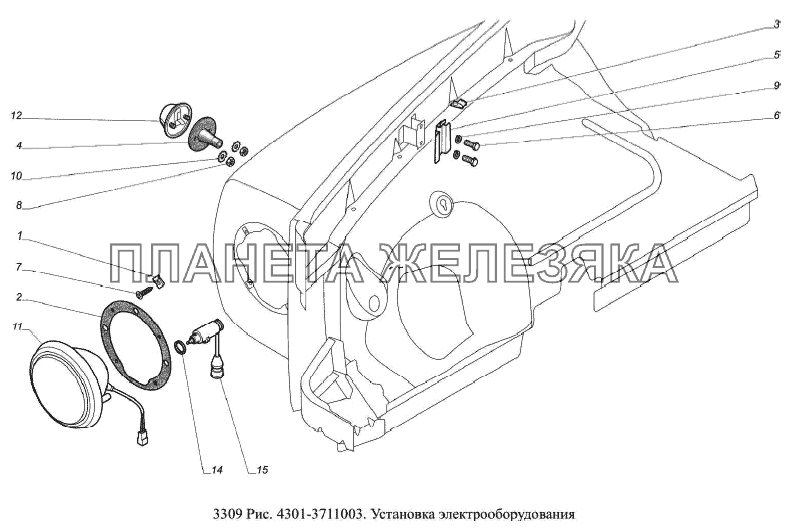 Установка электрооборудования ГАЗ-3309 (Евро 2)